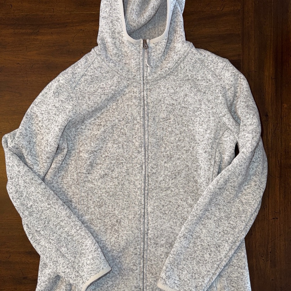 L.L.Bean Sweater Fleece Jacket Coat Long Hoodie Zip Sweatshirt Pewter Size M PET